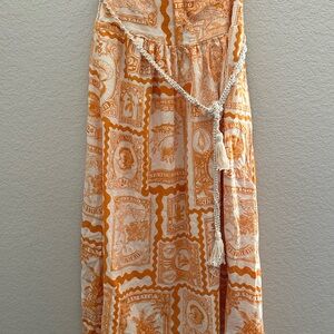 Nicole Miller Orange and White Maxi Skirt